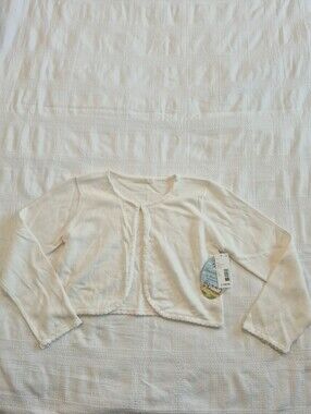 American Princess girls size Large or 10/13 cream cardigan beaded design NWT